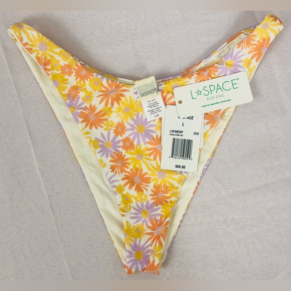 L*Space Cabana Low Rise High Leg Bitsy Bikini Bottom Oopsie Daisy Large     NWT - Picture 4 of 7